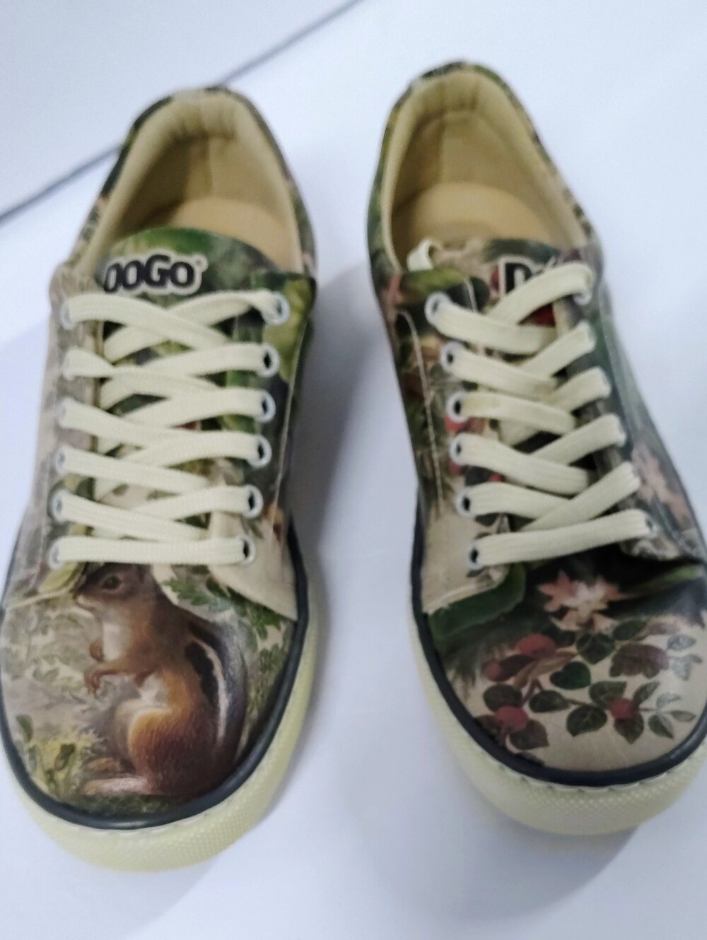Cute Woodland Squirrel Vegan Leather Low Top Sneakers Sz 5-5-1/2 by DOGO